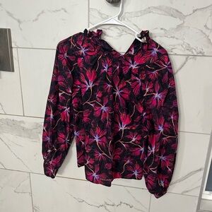 Ulla Johnson Black and Pink Floral Blouse